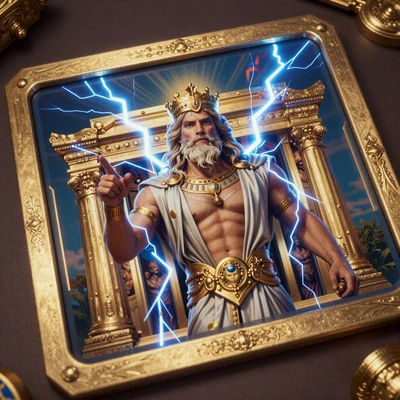 Slot-Cover mit griechischem Donnergott und goldenem Tempel - Gates of Olympus Echtgeld Slot