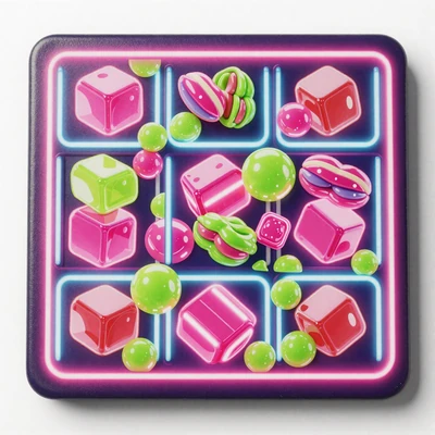 Slot-Cover mit neonfarbenen S&uuml;&szlig;igkeiten-Walzen - Sugar Rush Cluster-Pays Echtgeld Slot